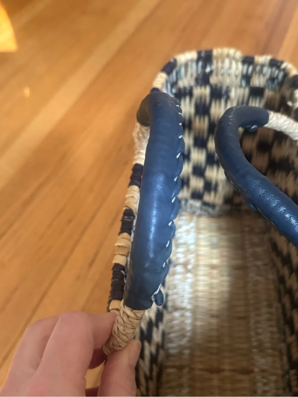 Always by The Sea Woven Navy and Natural Straw Tote